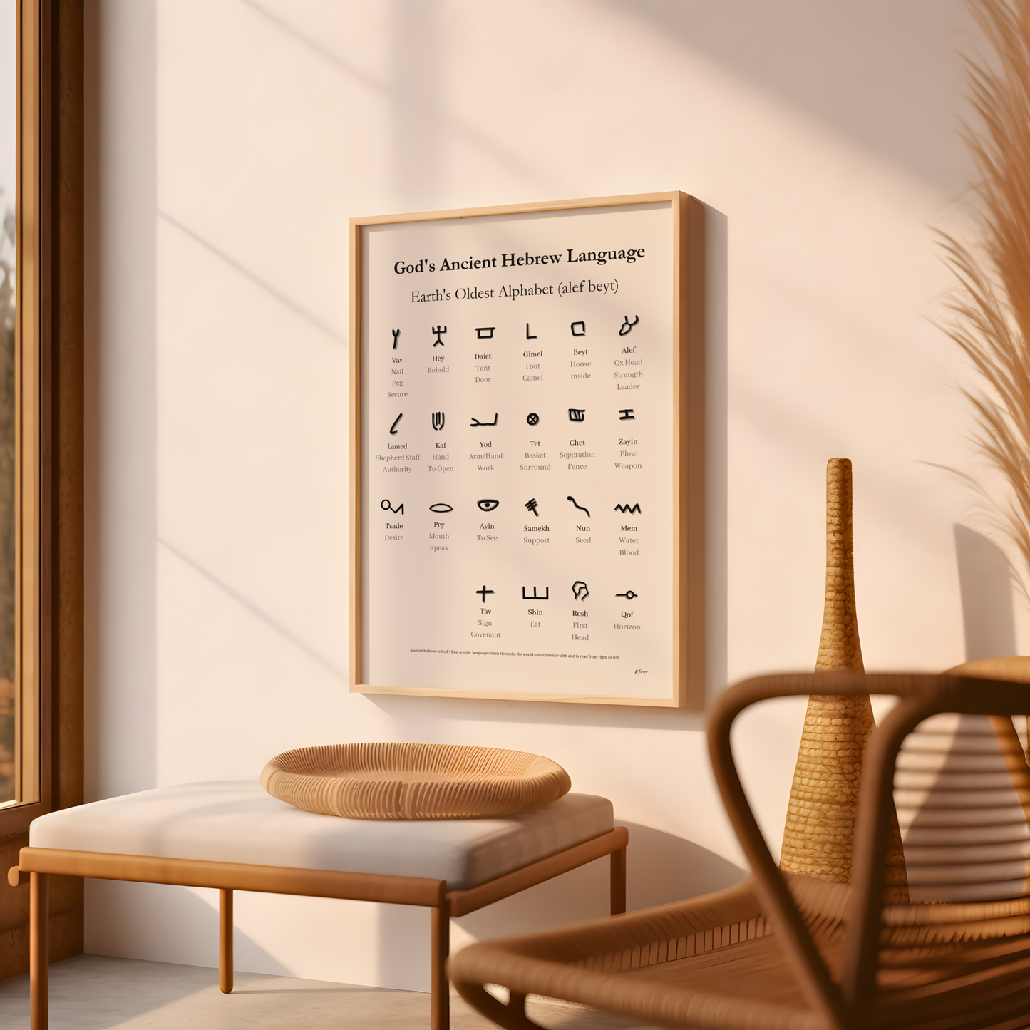 Ancient Hebrew Alphabet: Christian Wall Art - Modern Home Decor & Faith Prints