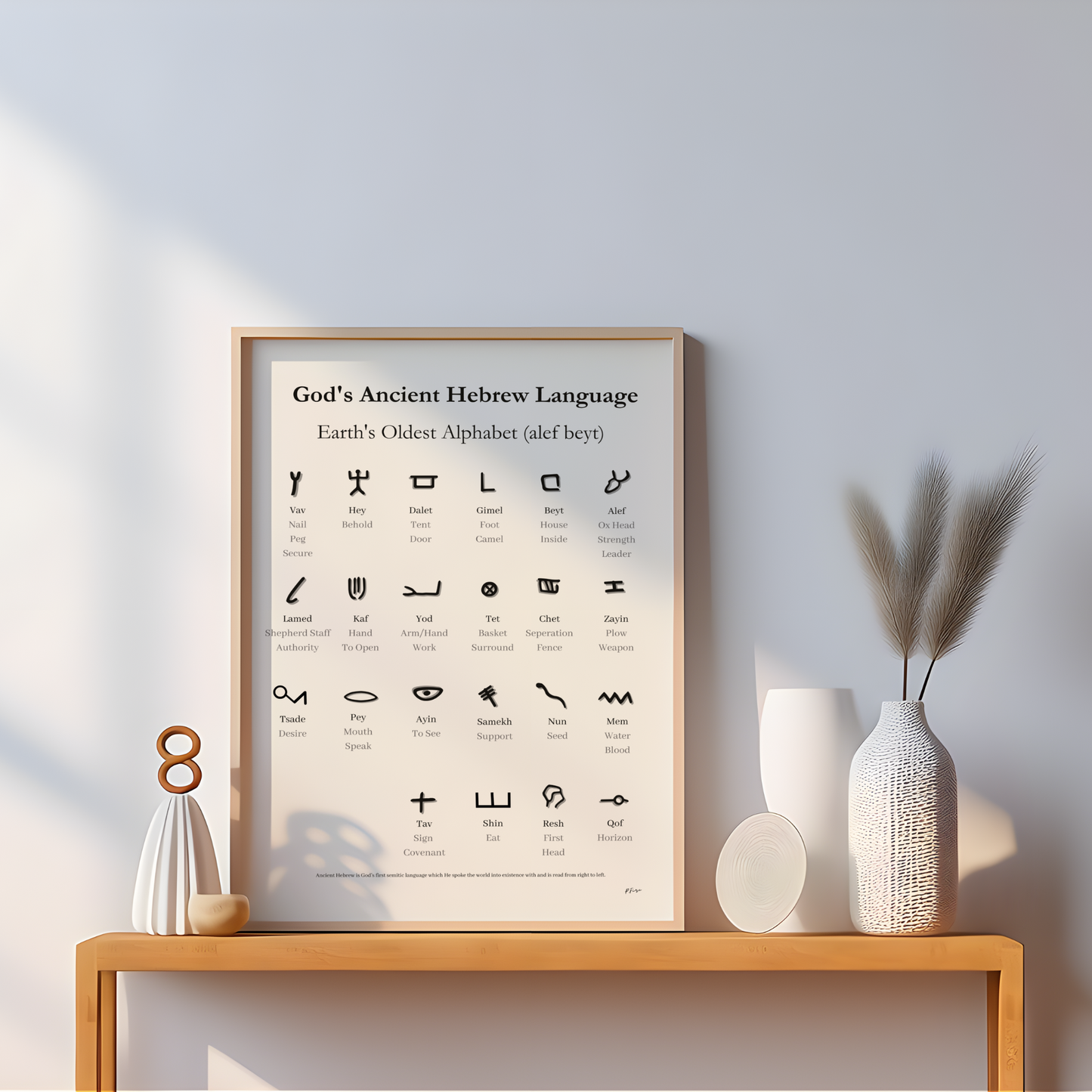 Ancient Hebrew Alphabet: Christian Wall Art - Modern Home Decor & Faith Prints