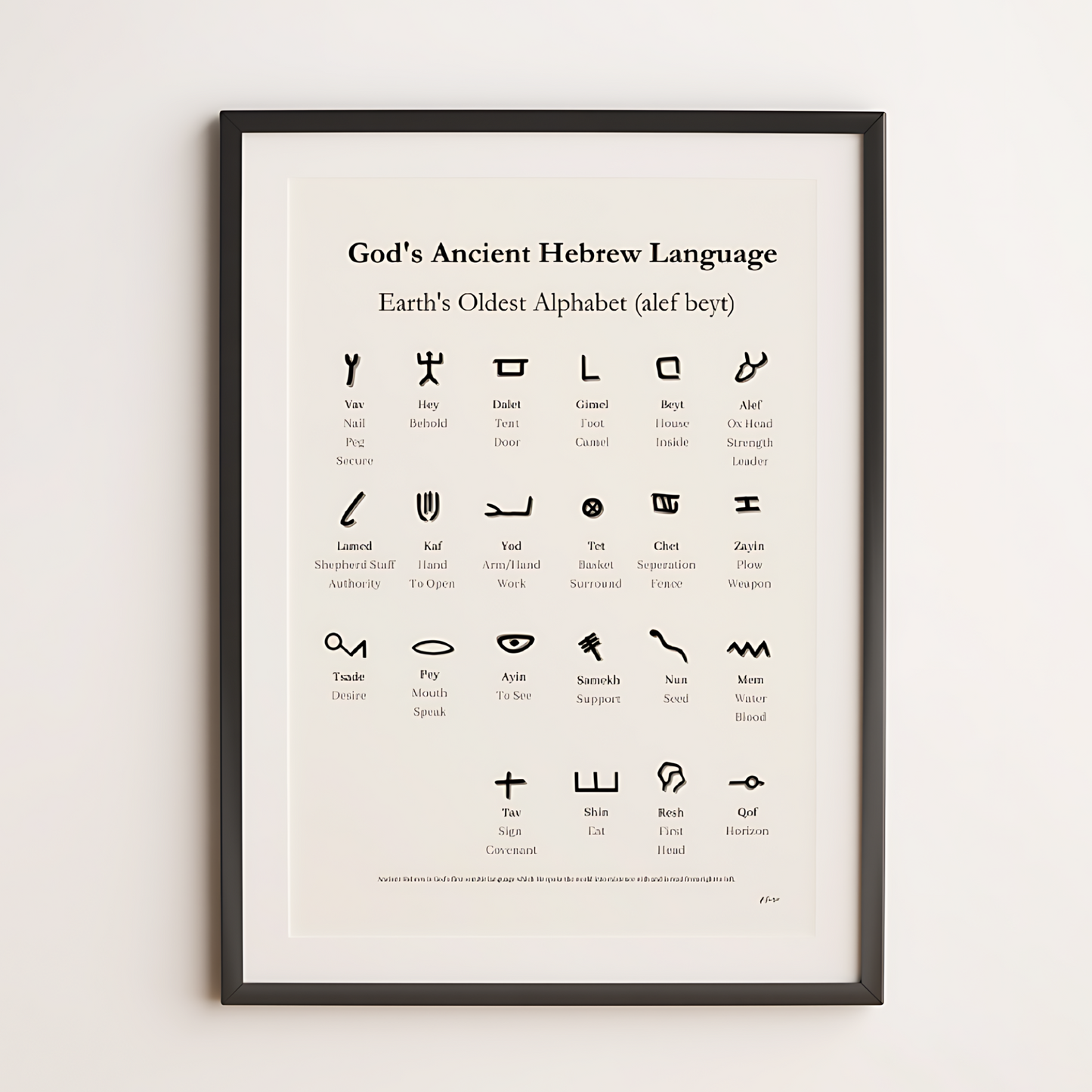 Ancient Hebrew Alphabet: Christian Wall Art - Modern Home Decor & Faith Prints